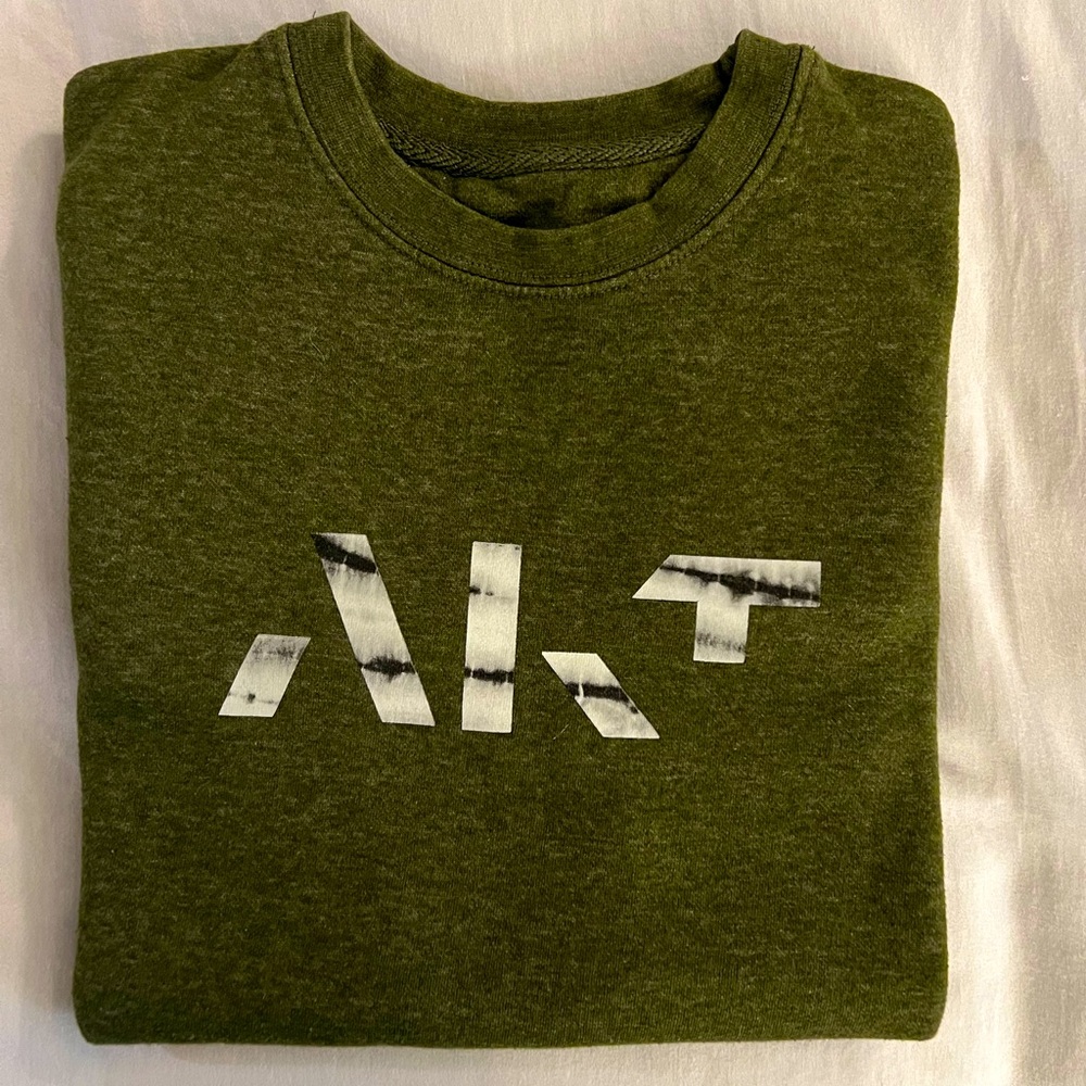 AKT Heather Green Sweatshirt with Tie-Dye Letters